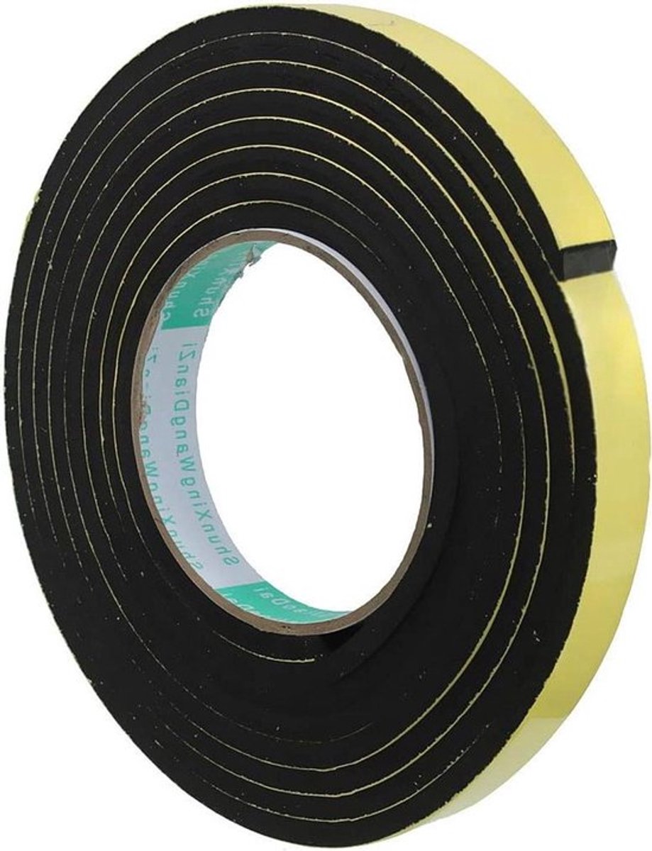 Waterdichte schuimtape van 12 mm breed, 3 mm dik en 5 meter lang voor effectieve isolatie van deuren en ramen tegen tocht en vocht