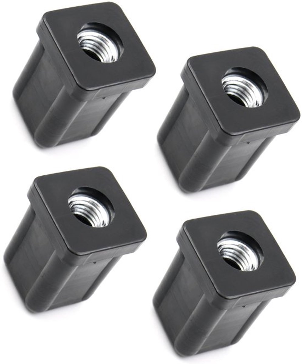 4x Schroefdraadstop - Vierkante Buisstoppen 25x25 mm - H35,5 mm met M10 Binnendraad