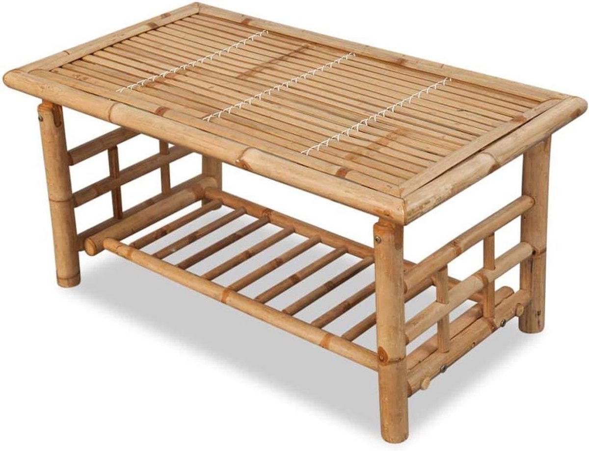 Bamboe salontafel - Terrastafel tropisch - Woonkamer en terras - Hernieuwbare grondstof - 90 x 50 x 45 cm - Bruin