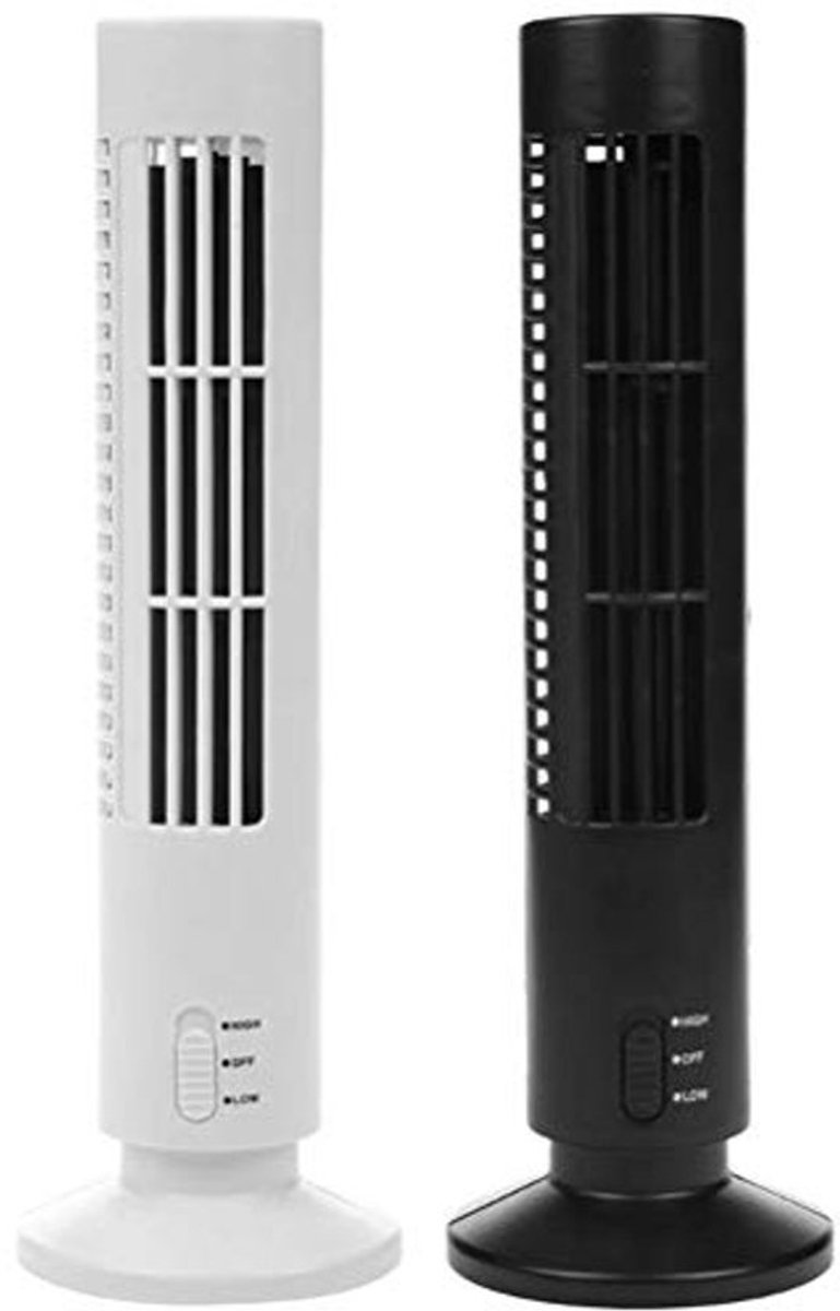 Draagbare luchtkoeler, verticale bladloze ventilator, USB-desktop-airconditionerventilator, mini-koeltorenventilator, kolomventilator (wit)