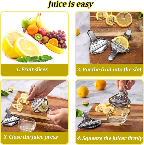 Handmatige Citruspers van RVS - 6-delige Set voor Citroenen, Sinaasappels en Druiven, Ideaal voor Vers Sap en Cocktails — afbeelding 2