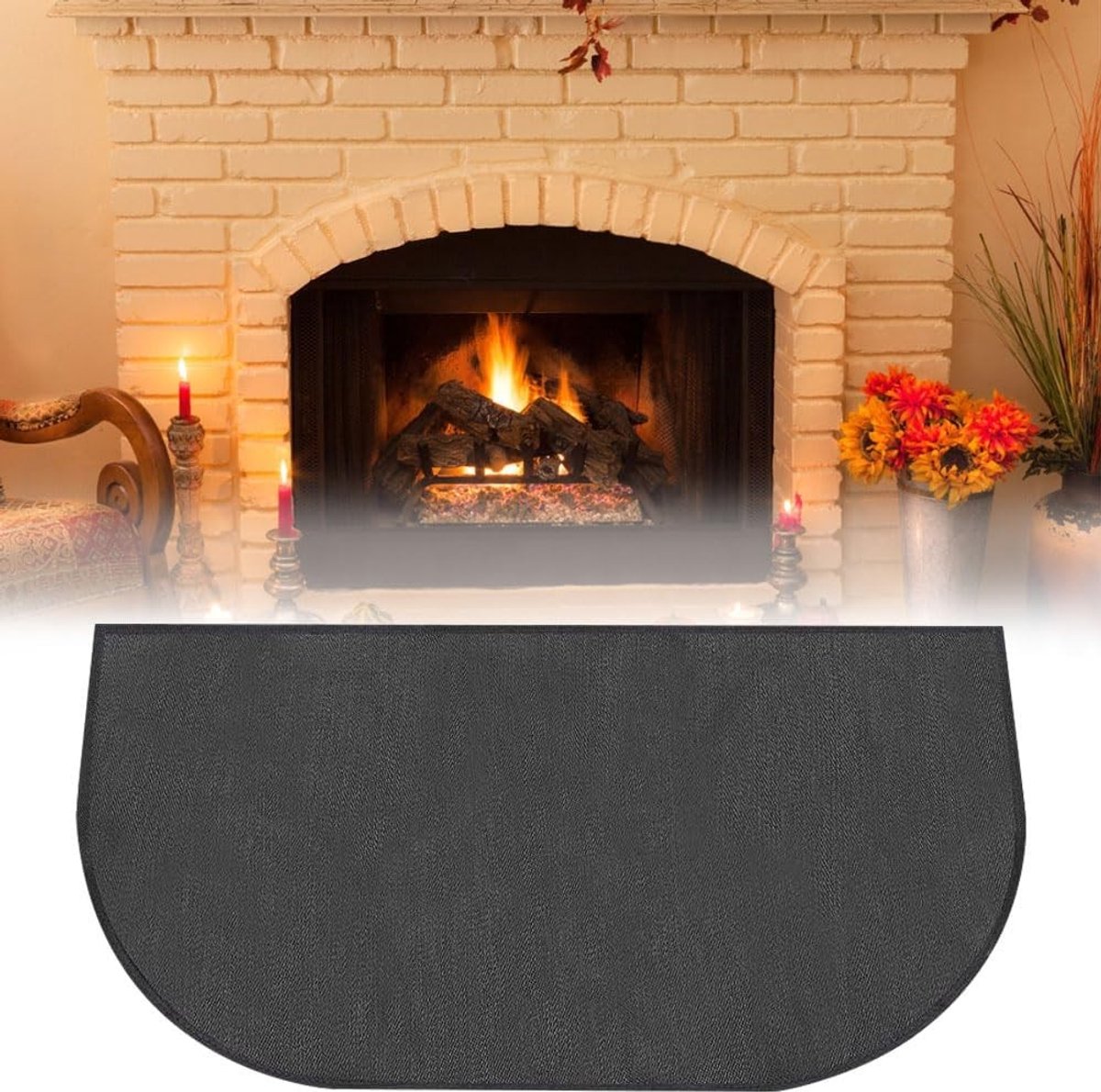 Vuurvaste vloerbeschermmat 102 x 50 cm, vonkbescherming voor kachels, hittebestendige mat voor veilig gebruik in huis