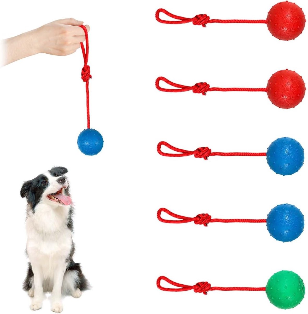 Onverwoestbare Hondenspeelgoed Ballen met Touw - Natuurrubber, Elasticiteit, Geschikt voor Grote, Middelgrote en Kleine Honden