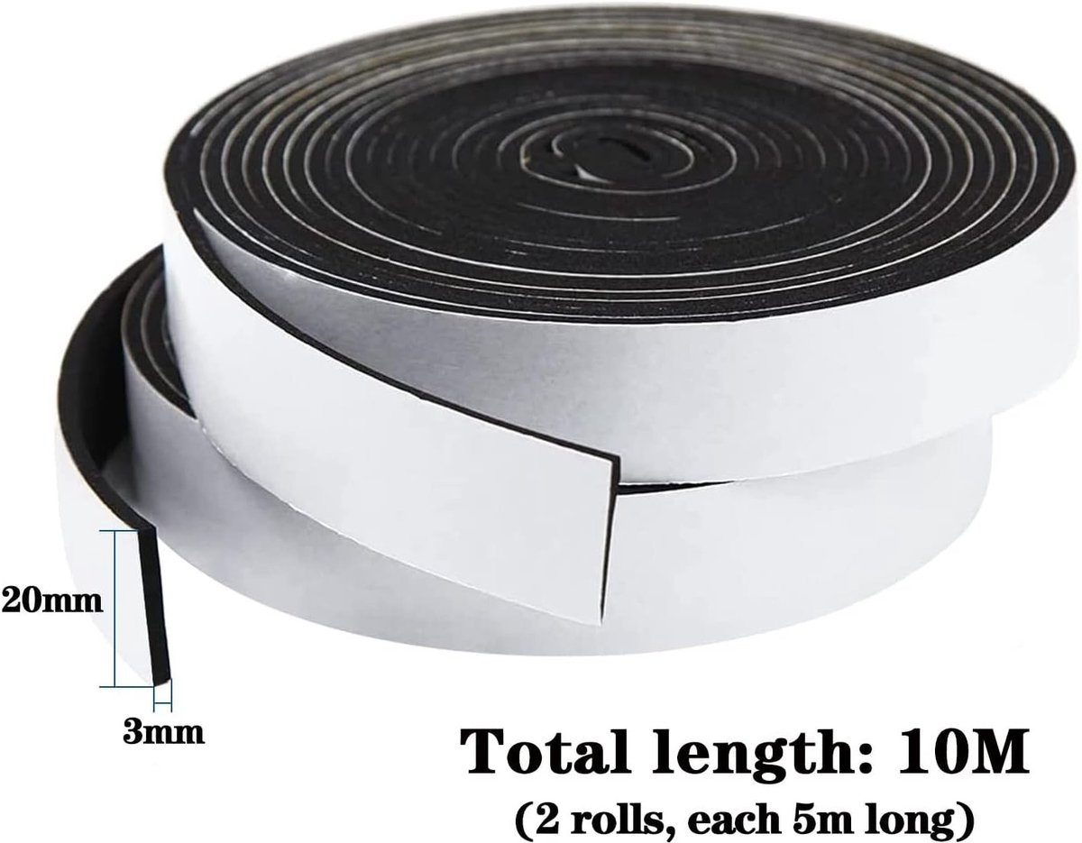Dichtband voor Deuren en Ramen, 20 mm x 3 mm, 10 m Lang, Geluidsisolatie, Waterdicht en Stofdicht tegen Koude Tocht