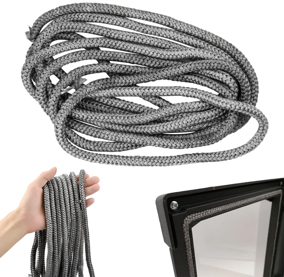 Ovenafdichtkoord 8mm x 3m - Hittebestendige afdichtingstape voor kachel, open haard en schoorsteen, ideaal voor een veilige afsluiting