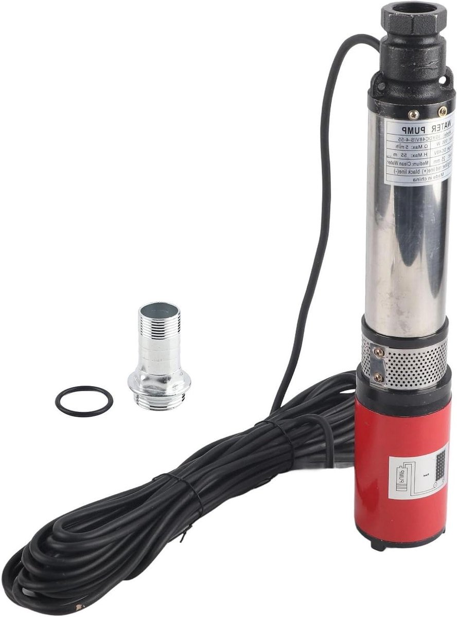 Diepwaterpomp - Zonne waterpomp - Irrigatie en watervoorziening - Messing motor anti-zand - 55 meter opvoerhoogte - Zilver