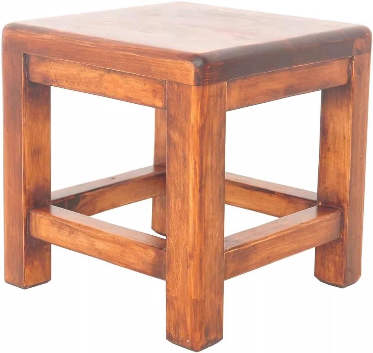 Houten Krukje - Voetenbankje - Extra Zitplaats - Veelzijdig Gebruik - 24.5 cm - Houtkleur