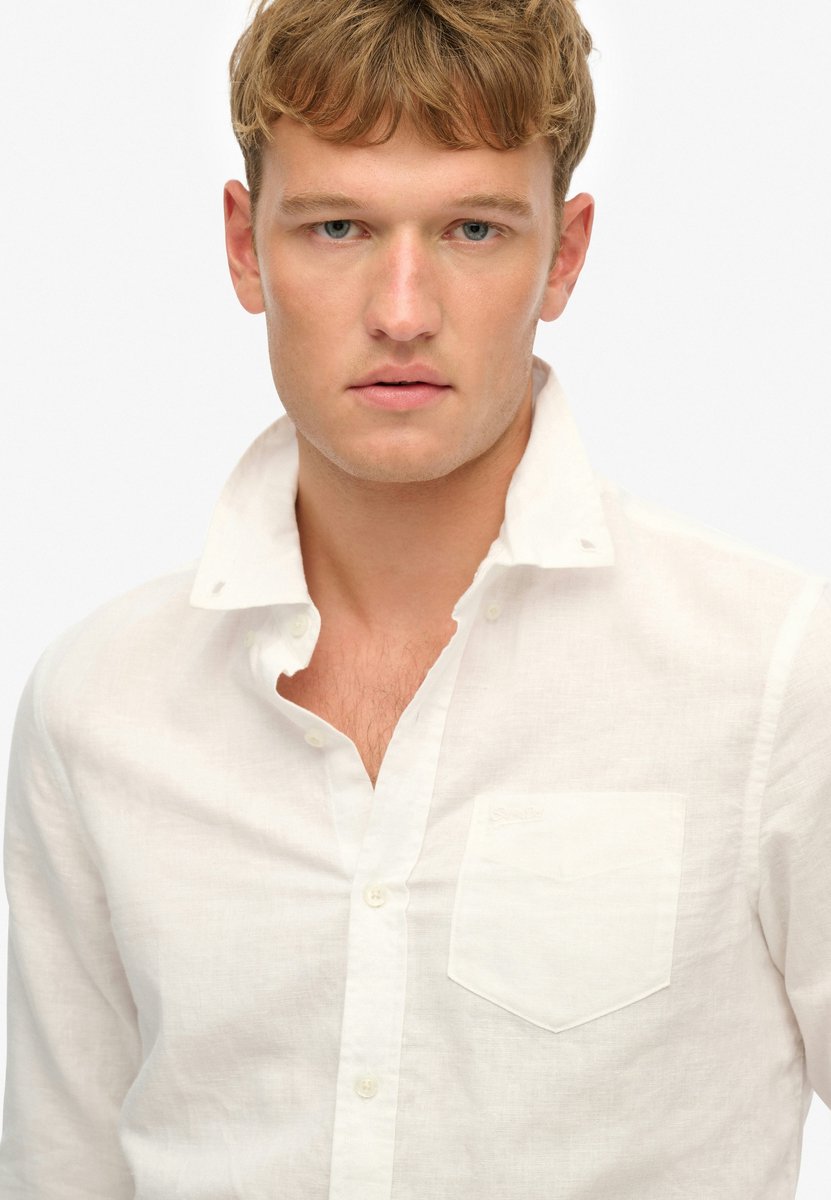 Superdry Katoenen Linnen Overhemd met Lange Mouwen Heren Lange mouwen shirts Optic