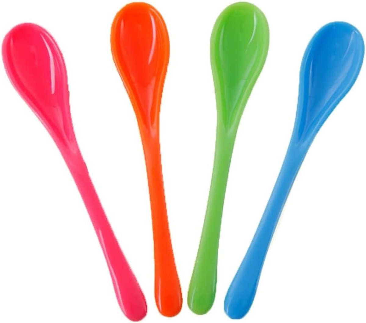 Kleurige set van 4 plastic lepel, lichtgewicht en duurzaam, perfect voor feesten en evenementen, vaatwasserbestendig en multifunctioneel