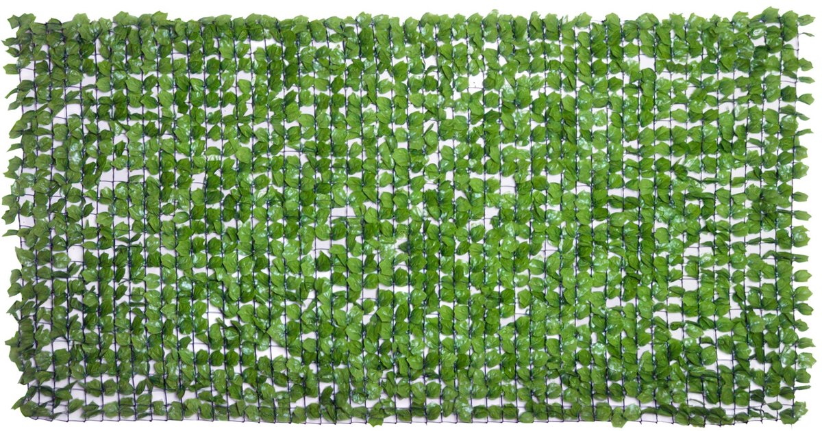 Kunstmatige haag als privacyscherm - UV - beschermd - privacyscherm met raster van bladeren - haagafscheiding - 300 x 150 cm - groen