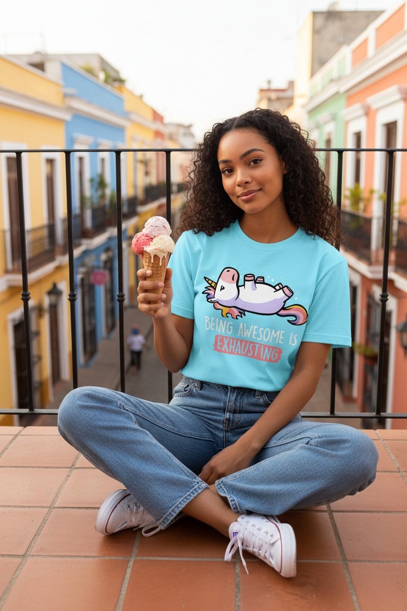 Eenhoorn Being Awesome Is Exhausting The Coloured House T-shirt M