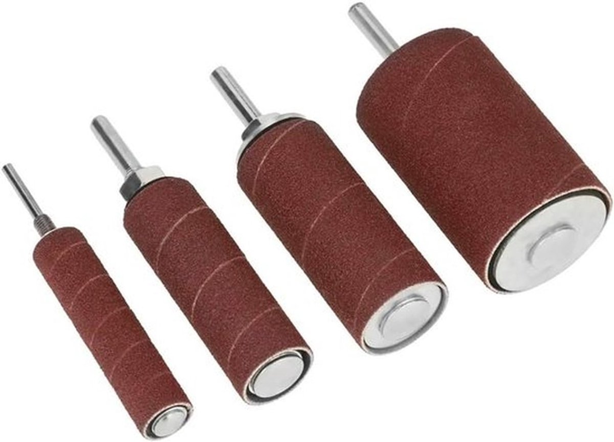 Complete 20-delige trommel schuurset met opbergkoffer, inclusief 4 rubberen trommels en 16 schuurbanden voor boormachine