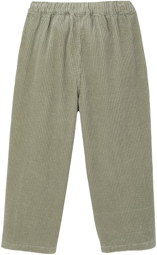 Meisjesbroek van fluweel / velours met losse pasvorm groengrijs