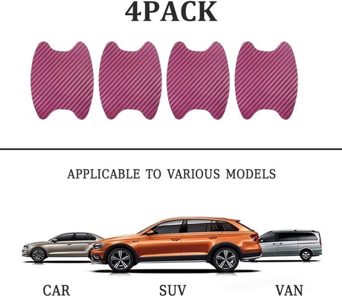 Autodeurklinkbeschermer 4 Stuks - Universele Koolstofvezel - Anti-kras Beschermfolie - Zijverf Cover Guard - Eenvoudig te Verwijderen - Krasbestendig - Deurbescherming
