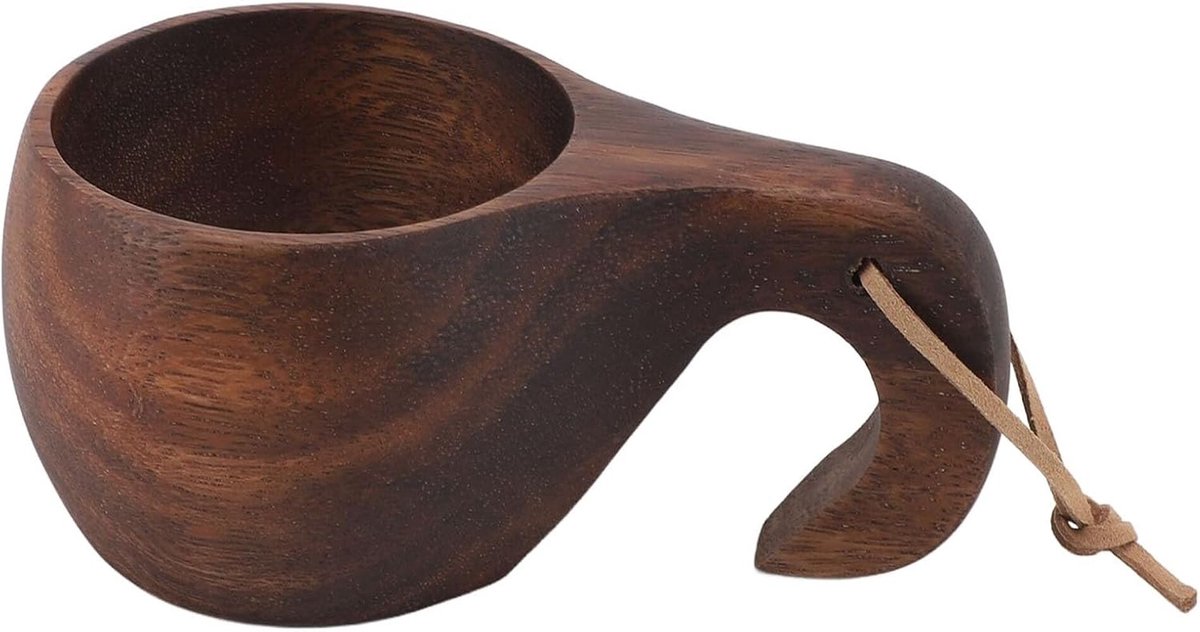 QTTVBTNA – Houten Beker – Handgemaakte Campingbeker in Scandinavische Stijl – Houten Drinkbeker voor Koffie, Thee en Melk – Voor Thuis en Buiten – 220ml