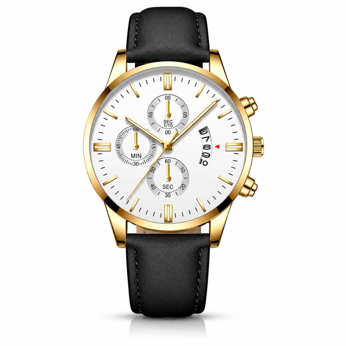 LGT JWLS Camden Zwart Wit Herenhorloge Goudkleurig met Zwarte Band
