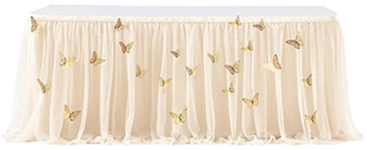 NTHProducts - Tule-tafelrok - Tafelrok - Feestelijke tafeldecoratie - L 183 cm x H 77 cm - Geschikt voor bruiloften - Polyester