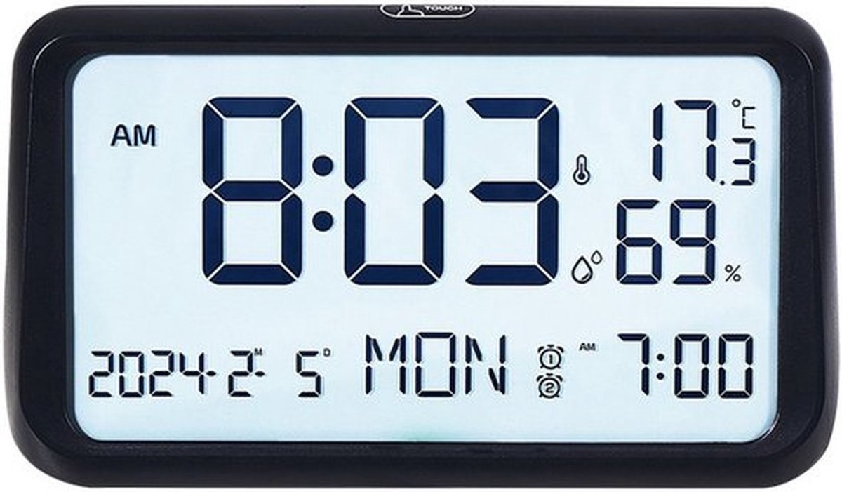 LCD wekker multifunctionele woonkamer klok kamer klok nachtlicht-Zwart