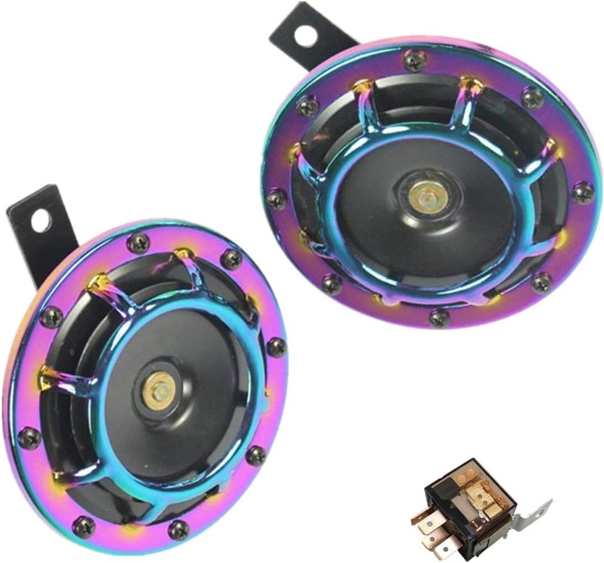 Luchthoorn - Chroom - Metalen dubbele hoornkit - 12 Volt elektrische autohorn - Voor auto's en motorvoertuigen