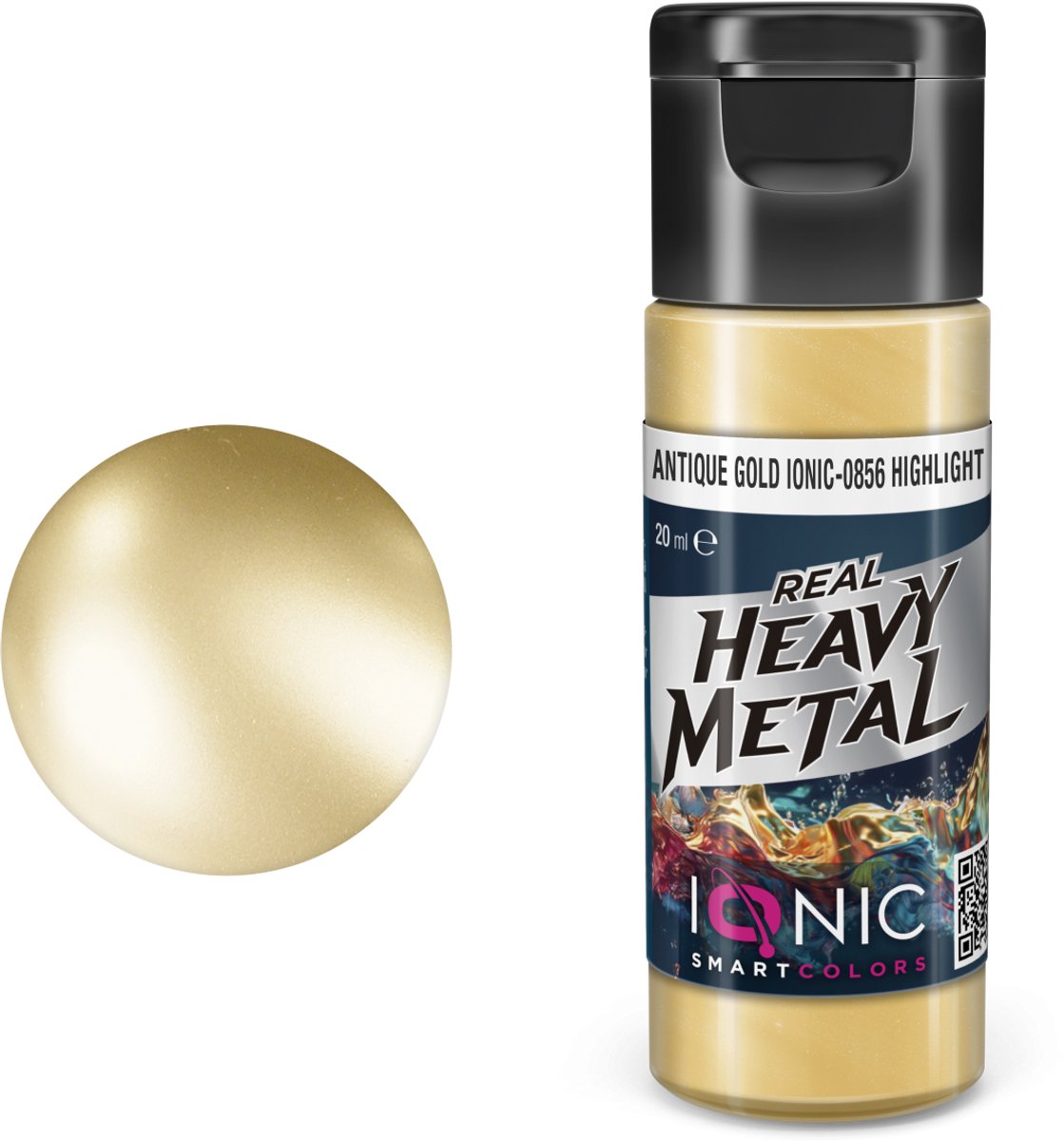 AMMO by Mig Jimenez Hobbyverf Acrylverf - MIG IO0856 Ionic Smart Colors - Real Heavy Metal - Antiek Goud - Highlight - Metallic Acryl - 20ml Verf potje - 20 ml