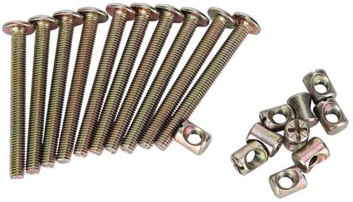 Schroef M6 - 10 Stuks - Vatbouten - Moeren - Meubelbevestiging - Houtverbinding - Veilig en stabiel - Meubelbout