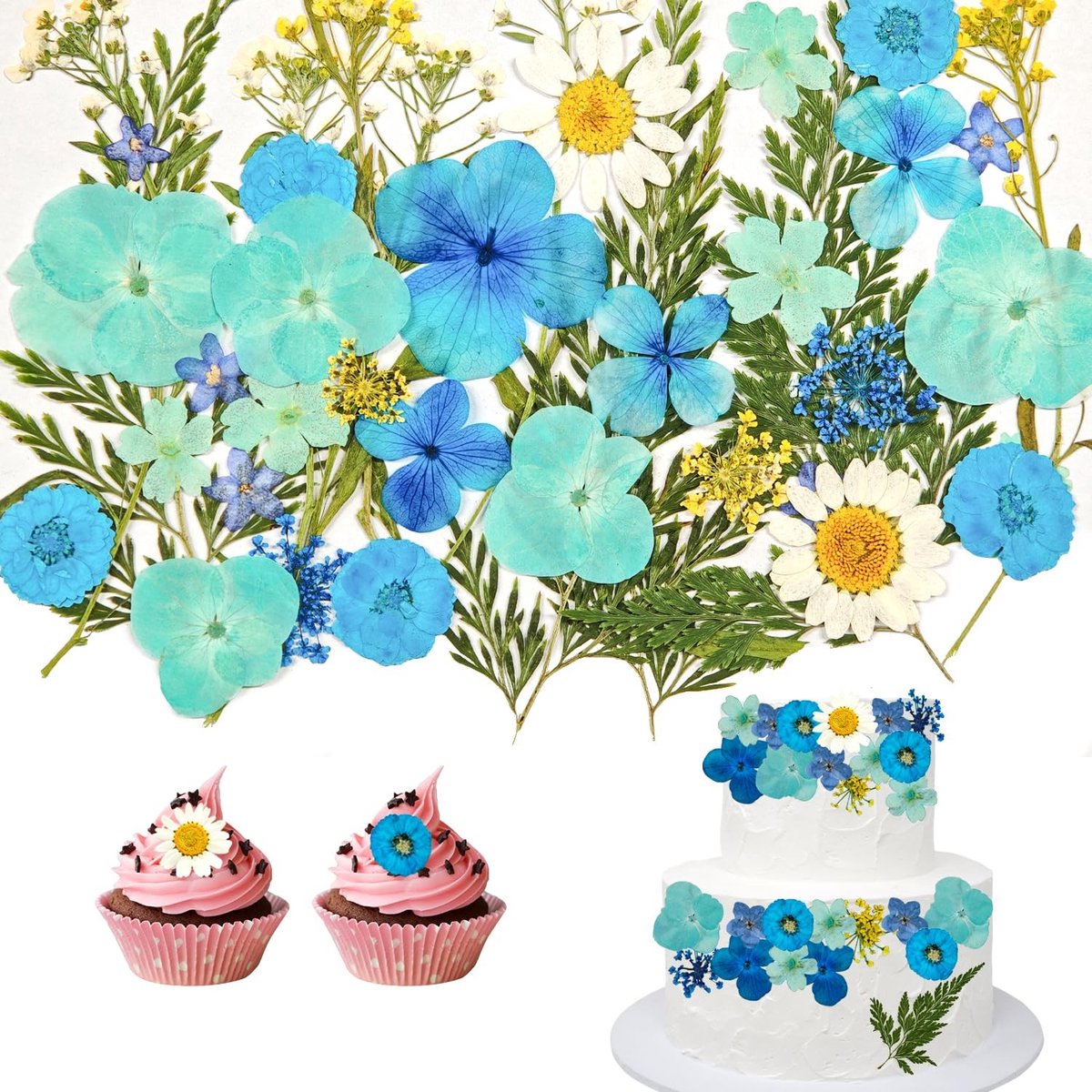 Solidchoice - 40 Delen Gedroogde Bloemen voor Taartdecoratie