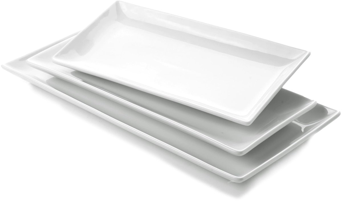 Solidchoice - Set van 3 Witte Rechthoekige Serving Platen