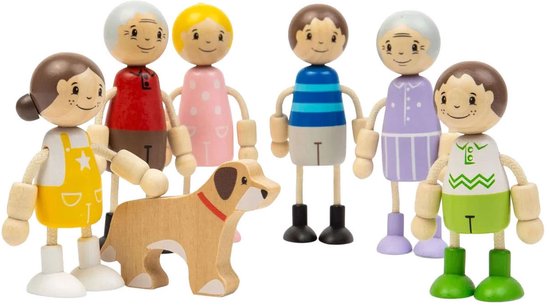 Bigjigs Houten Poppenhuis Familie - 7dlg. van Bigjigs — afbeelding 2