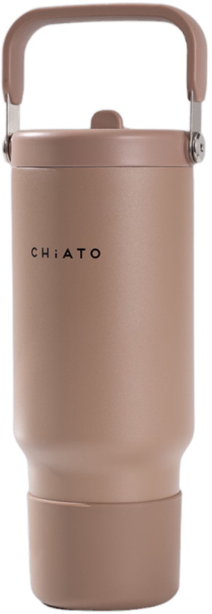 CHiATO Home freshSIP Choco Brown geïsoleerde tumbler met een flipdeksel en rietje, 946 ml – Bruin