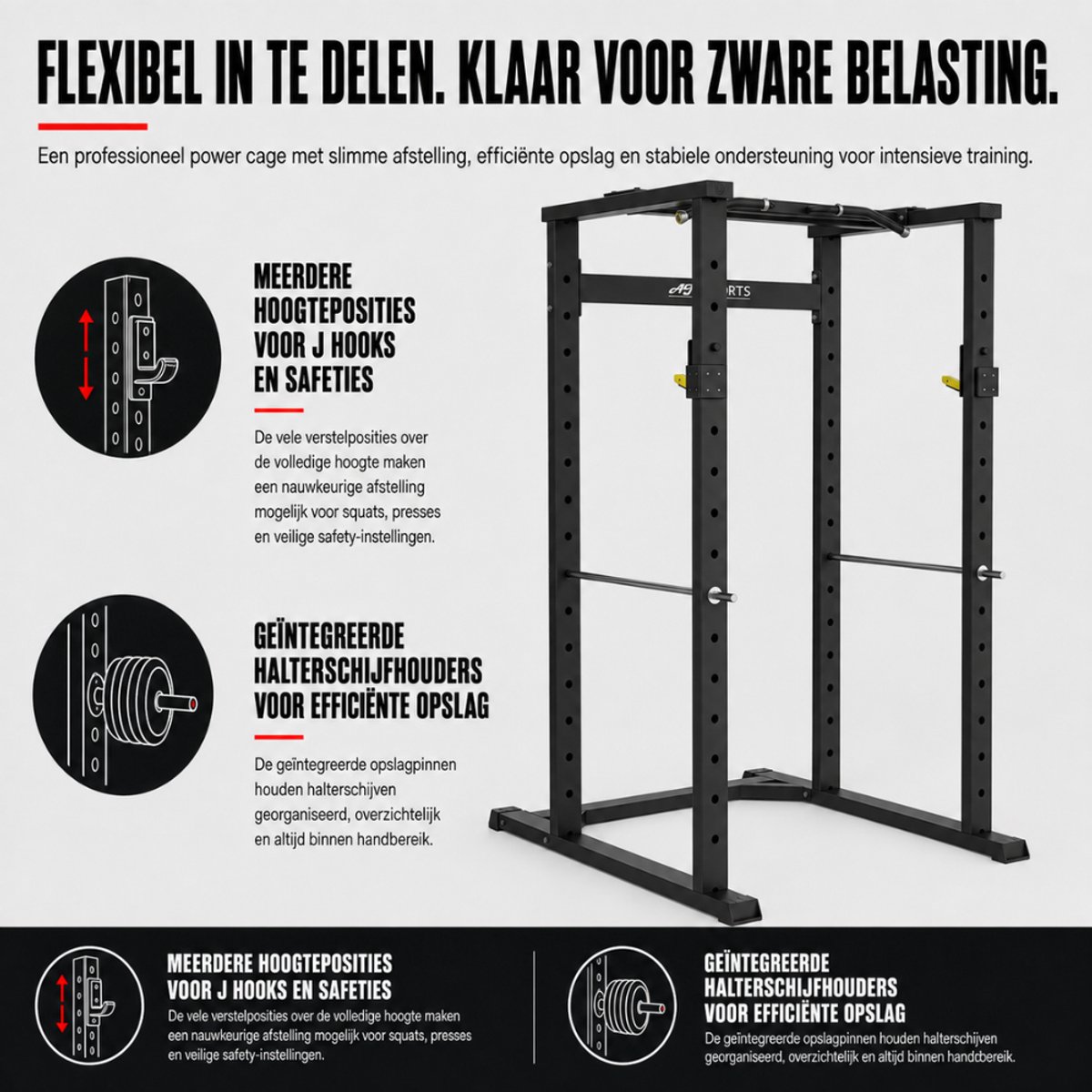 AJ-Sports Power Cage - Squat Rack met Safety Spotters thumbnail 2