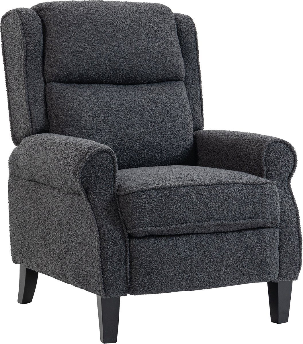HOMCOM Relaxbank - Teddy Fleece (100% polyester) - 74 x 84 x 102 cm - Donkergrijs