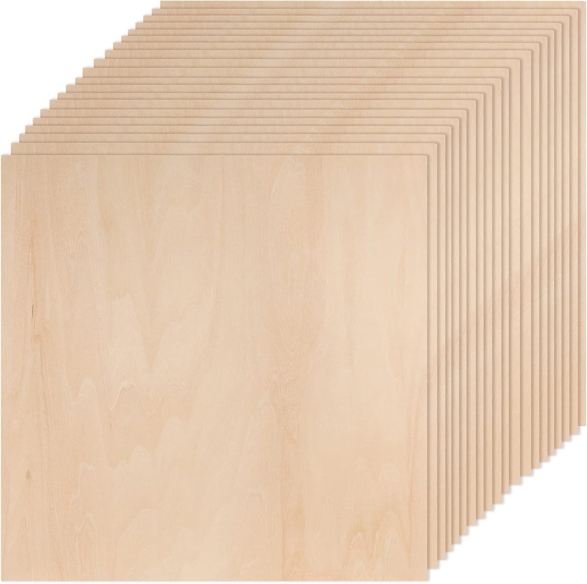 20 Stuks Houten Craftplanken 10 x 10 Inch, 3 mm Plywood Vellen voor Creatieve DIY Projecten en Knutselen