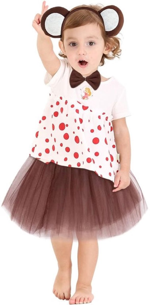 Aap Kostuum Dieren Kostuum Set - 4 Stuks - Hoofdband met Apenoren - Tutu Rok - Apenstaart - Geschikt voor Volwassenen en Kinderen - Dierenkostuum