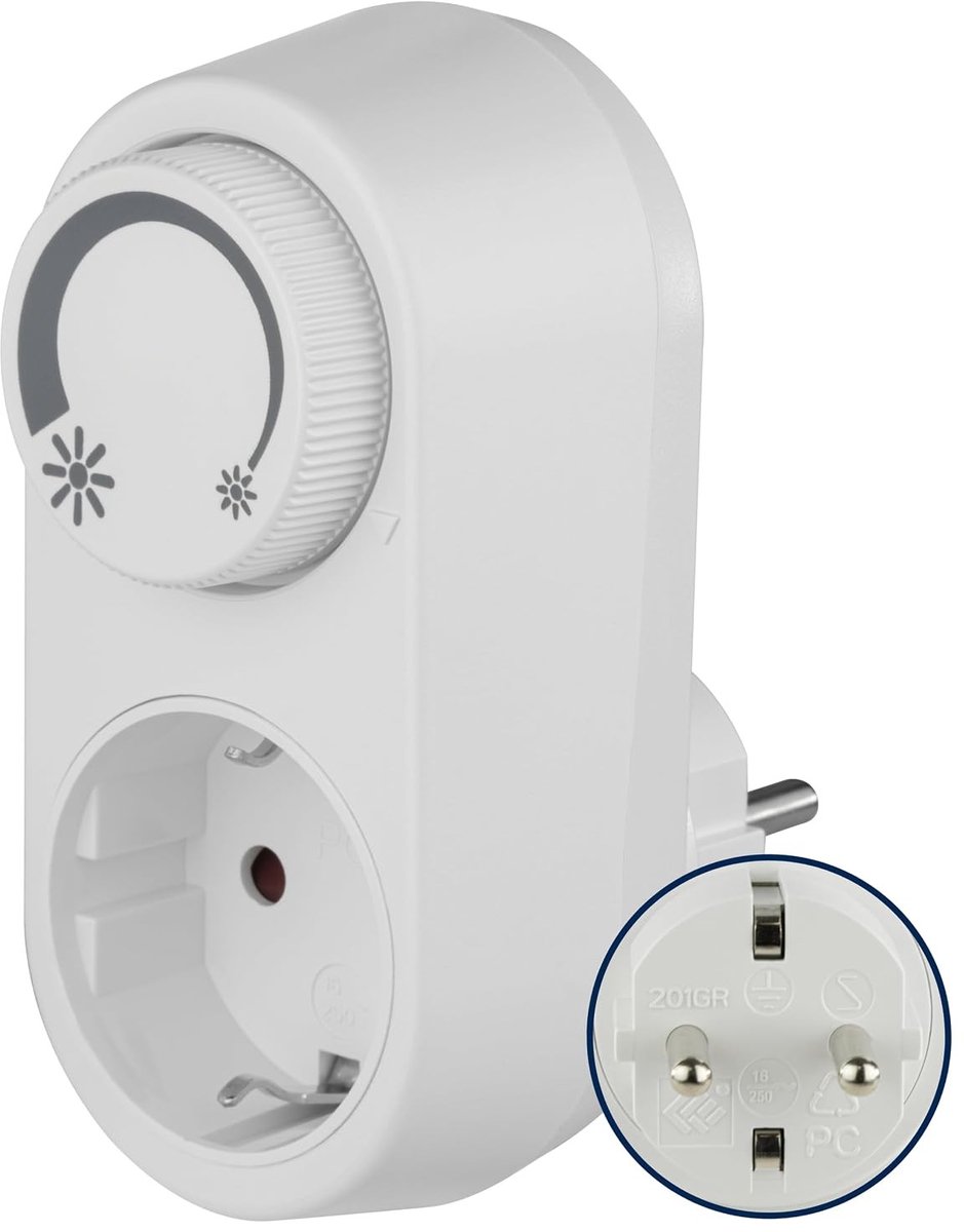 Dimmer - Wit - 55 x 82 x 108 mm - LED-dimmeradapter met Helderheidsregeling - Voor Dimbare Lampen