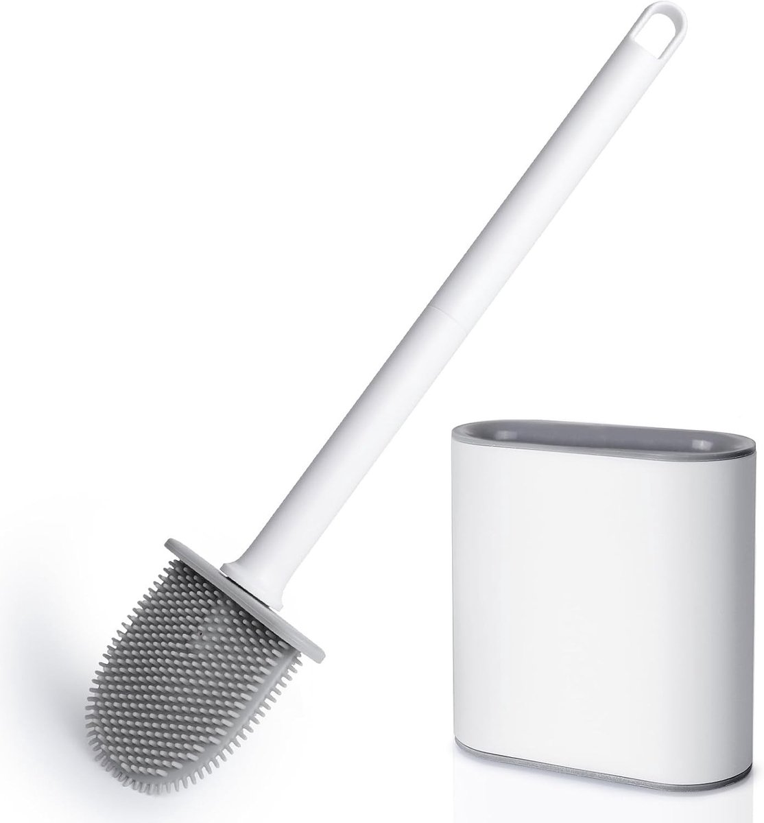 Vervanging voor wegwerp-toiletborstel - Wit - 39.59.84.3 cm - Siliconen Borstelkop - Voor Hygiënische Reiniging