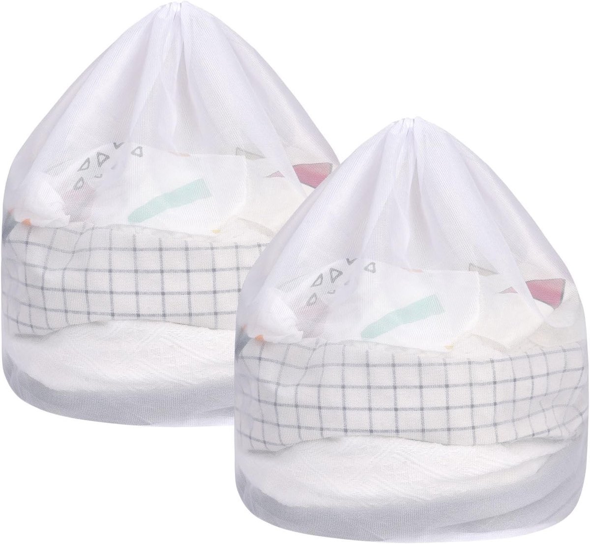 Waszakken met Trekkoord - Set van 2, Duurzame Netwaszakken voor Kleding, Delicates, Babyhanddoeken en Speelgoedopslag - 60 x 80 cm