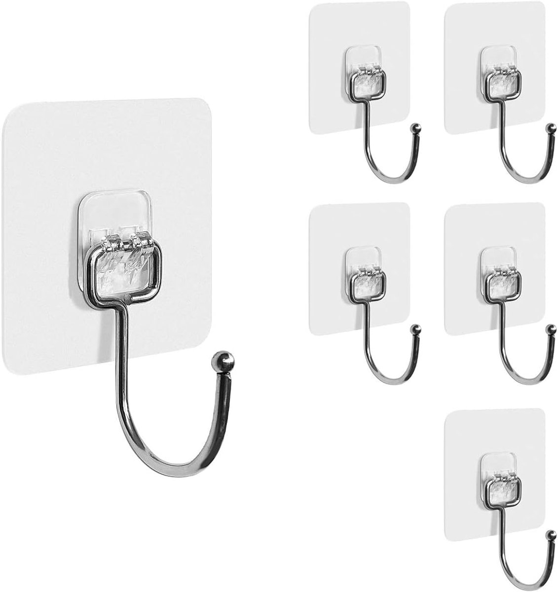 Zelfklevende haken 20 kg - kristalhelder - waterdicht en roestvrij - ideaal voor douche en tegels - ShopVlot