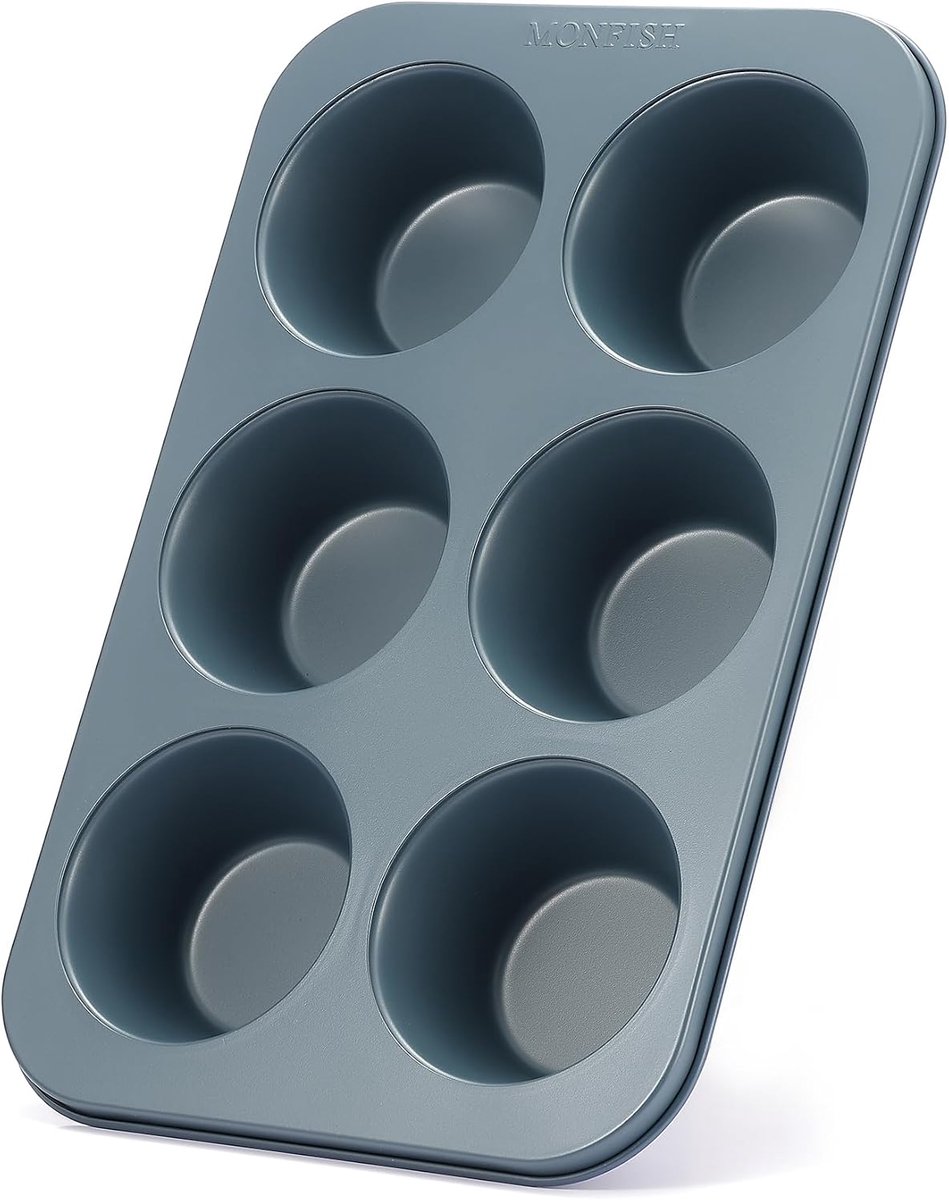 Muffinvorm voor 6 jumbo-kopjes - koolstofstaal - Haze Blue - perfecte muffins bakken - ShopVlot