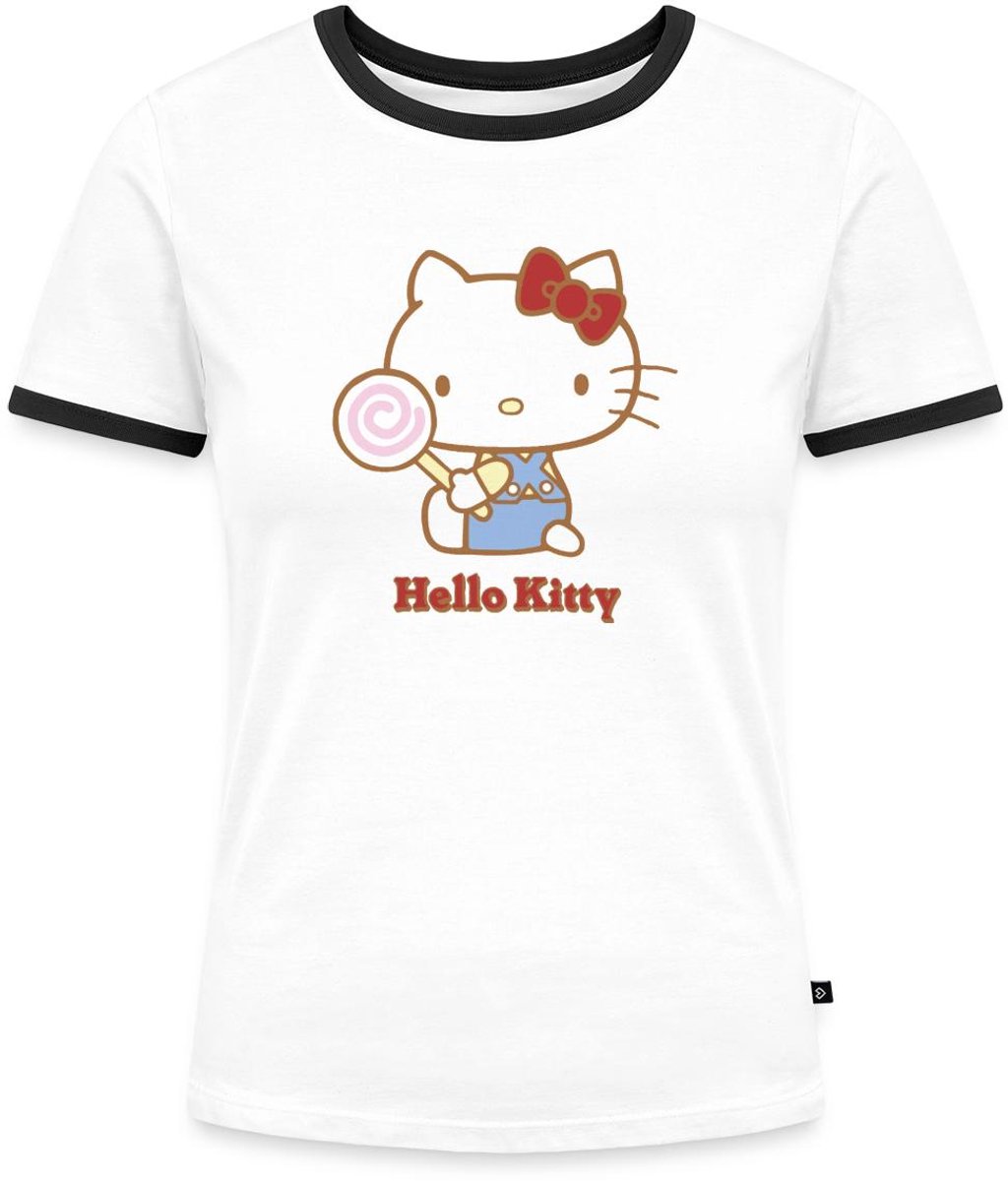 Hello Kitty Met Een Lollipop Vrouwen Contrast Shirt