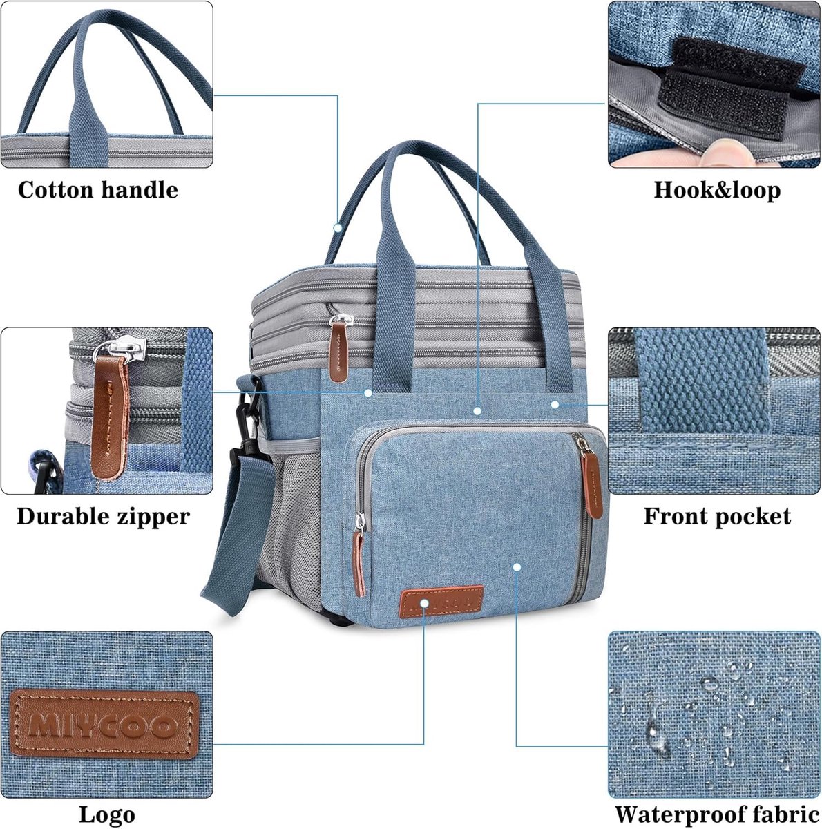 MIYCOO Thermotas voor dames en heren, dubbellaags, isothermische koeltas, draagbaar, 15 l - ShopVlot