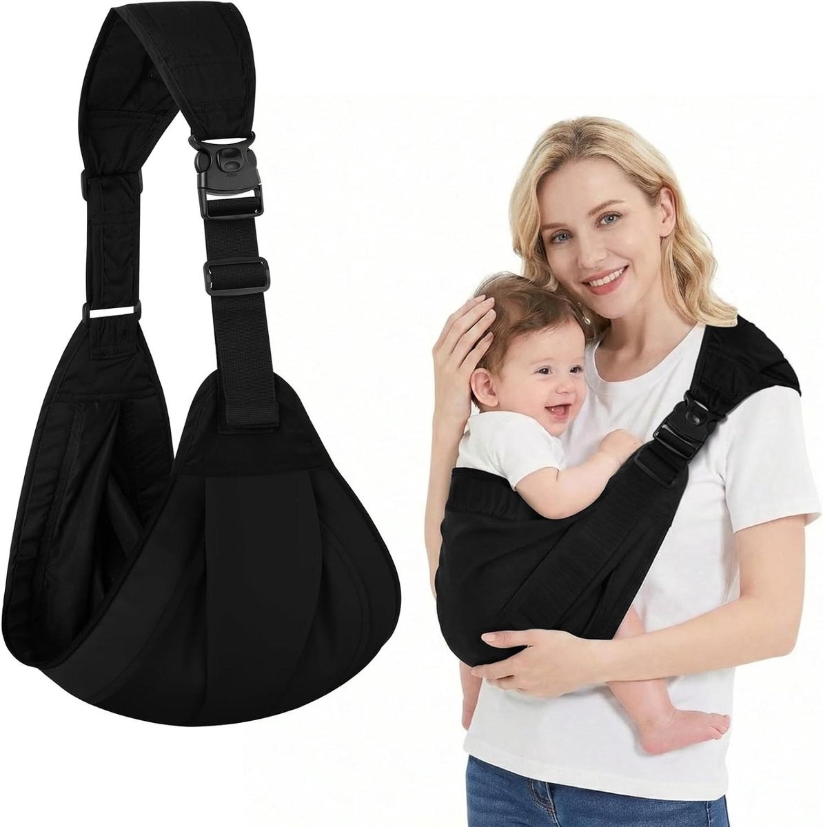 Draagzak Baby - Draagdoek Ergonomisch - Comfortabel Dragen - Verstelbare Banden - Tot 20 kg - Zwart