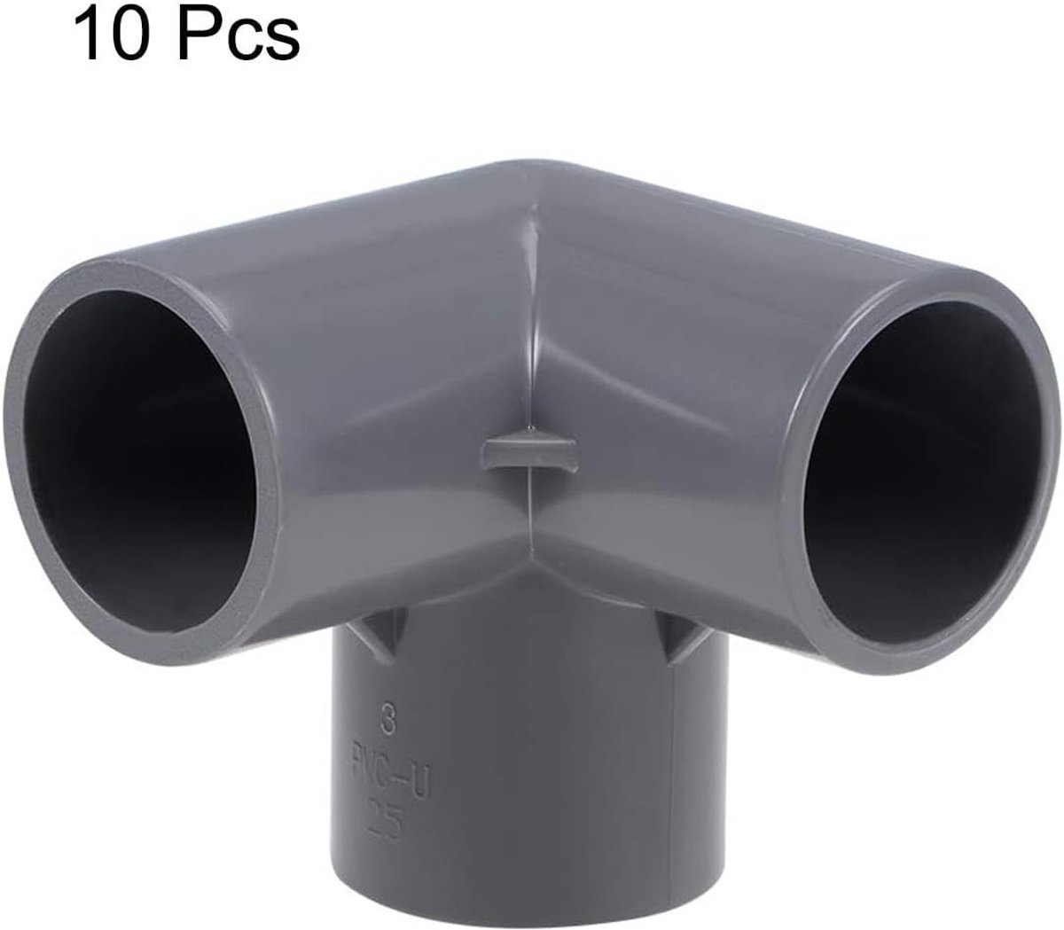 10 Stuks 25mm 3-Weg Hoek PVC Buiskoppelingen, T-Slip Hoekverbindingen voor Irrigatie en Waterafvoer, Grijs Plastic Elbow Joint