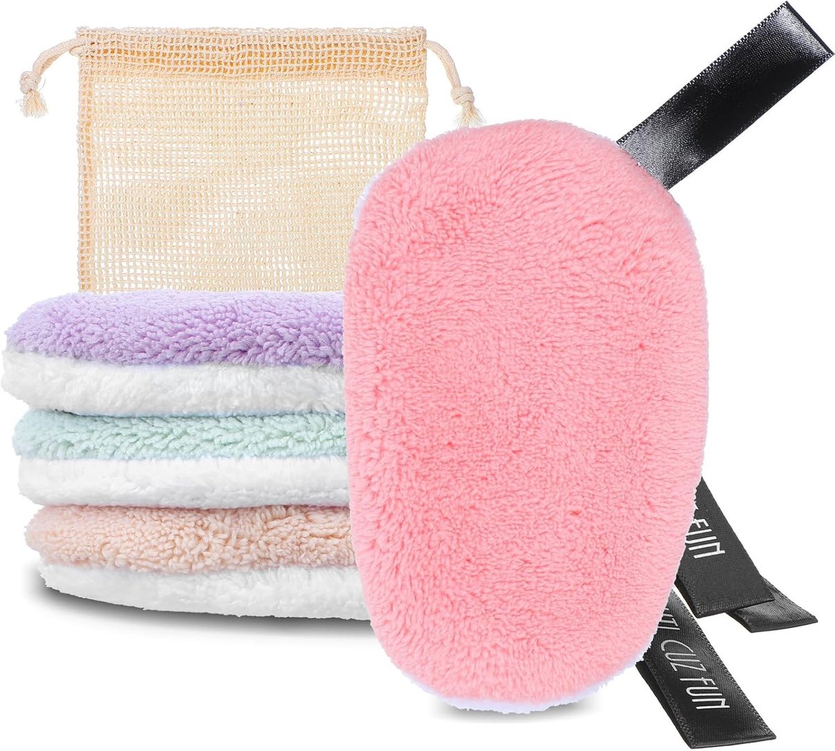 Set van 4 Wasbare Make-up Pads van Zacht Microfiber Gezichtsdoekje voor Diepe Pore Reiniging en Geschikt voor Alle Huidtypes