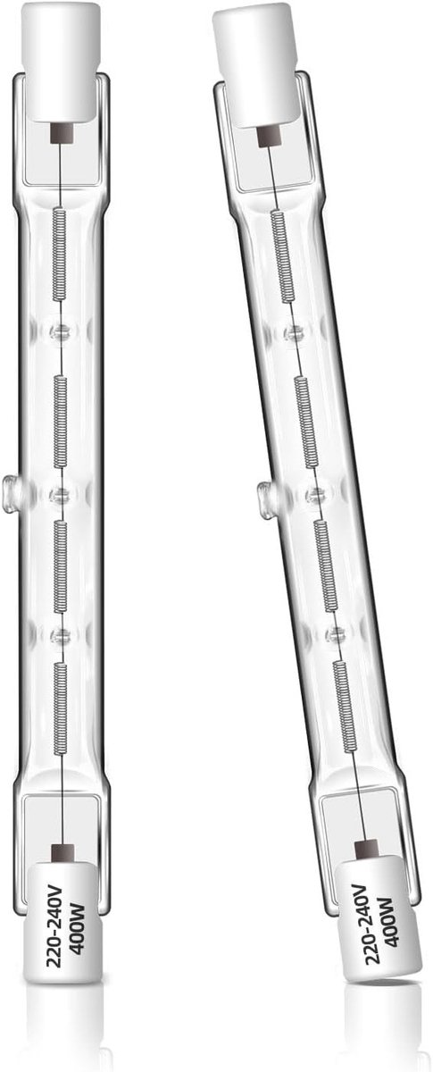 R7s Halogeenlamp 118 mm 400 W Dimbaar 230 V 7500 Lumen 2700 K Warm Wit voor Tuinverlichting, Vloerlampen en Veiligheid - Set van 2