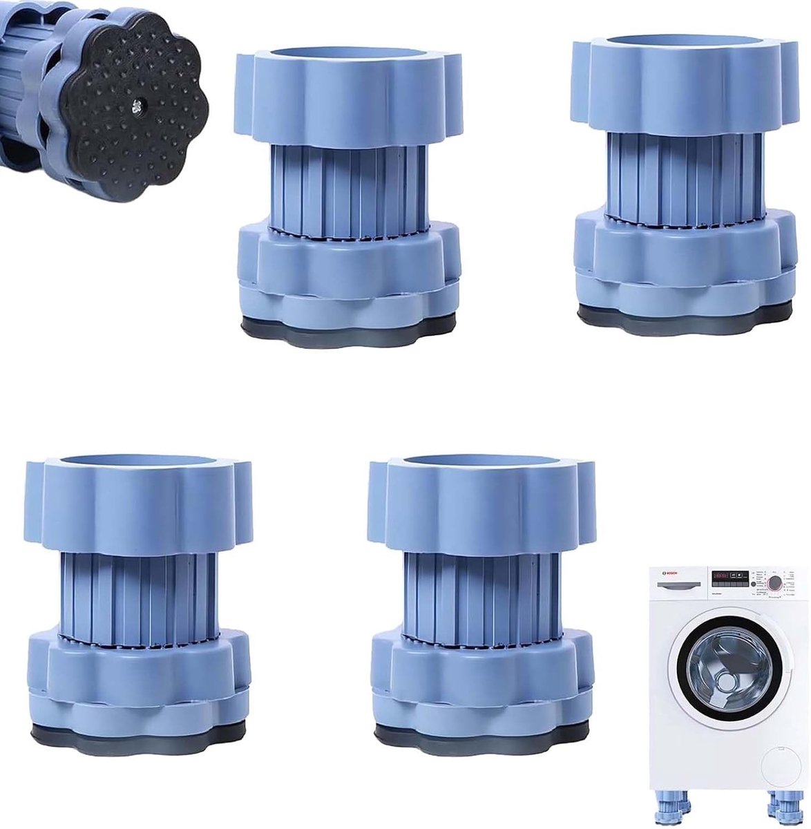 Universele trillingsdempers voor wasmachine, in hoogte verstelbare antislip voeten, geschikt voor wasmachine en droger, 4 stuks, 8-11 cm hoogte