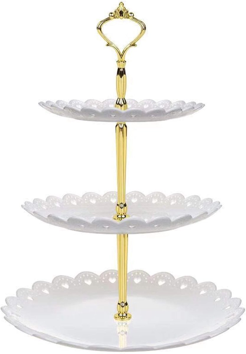 Elegante 3-laagse Dessertstand voor Cupcakes en Snoep - Perfect voor Bruiloften, Verjaardagen en Feestjes