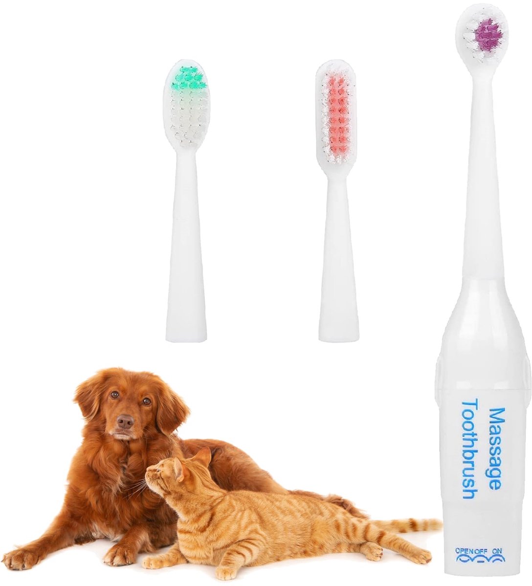 Elektrische tandenborstel voor honden - 3 vervangbare opzetborstels - effectieve tandverzorging - ShopVlot