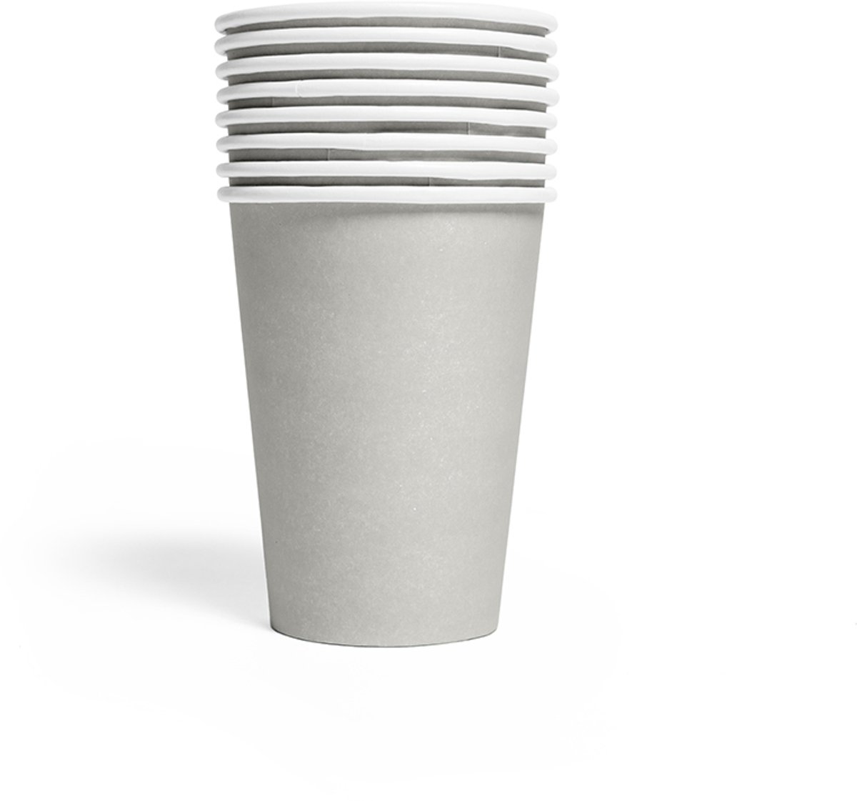 8x Papieren Bekers 210ml FSC - Zilver - Feestartikelen