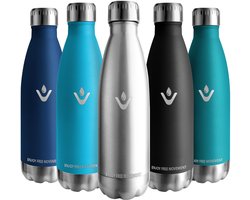 Vikaster Thermosfles, 500 ml, BPA-vrij, lekvrij, herbruikbare thermosfles, roestvrij staal, voor fiets, camping, yoga - ShopVlot