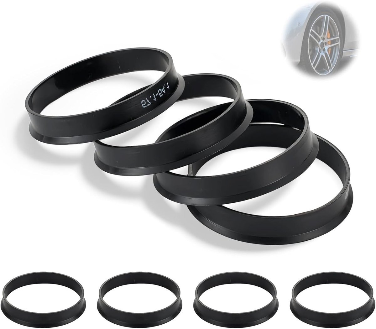 Set van 4 centreerringen voor Audi en VW, naafdoppen 66,6 tot 57,1 mm, perfect voor Mercedes en andere voertuigen